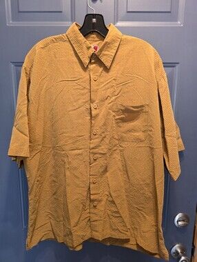 Men's Large Short-Sleeve Button-Up Shirt in Mustard Yellow R&R Jeans